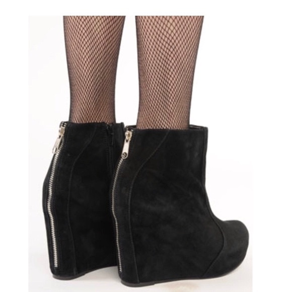 black suede pixie boots
